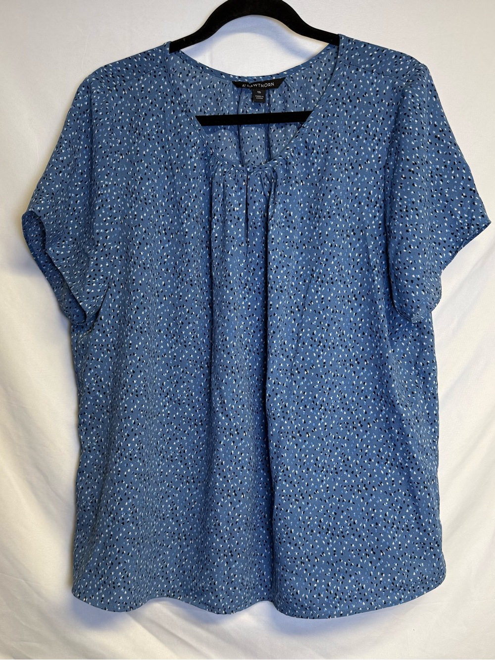 41 Hawthorn Blue Short Sleeve Pleated Blouse